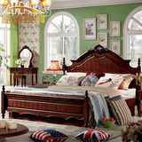酷豪家具 美式乡村1.5米1.8米床欧式全实木双人床橡木框架床棕色