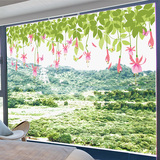 客厅沙发电视机背景墙创意墙贴纸贴画自粘粉色小花绿叶卧室装饰品