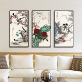 新中式客厅沙发背景墙装饰画餐厅饭厅餐桌墙壁挂画花鸟国风水墨画