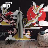 雅心日式餐厅酒吧复古个性墙纸卧电视背景艺术壁纸定制壁画浮世绘
