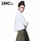 LINC/金羽杰2016春夏新款纯棉长袖衬衫女 短款纯色衬衣韩版626801