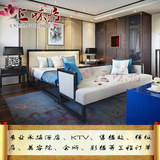 简约现代双人床中式1.8实木软包布艺床公寓宾馆酒店工程家具定制