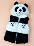 秋冬男童装加厚棉衣童背心1-2-3岁女童宝宝连帽马甲 儿童熊猫马甲