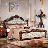 乔克斯新古典家具 美式床欧式床卧室1.8米双人床别墅实木雕花婚床