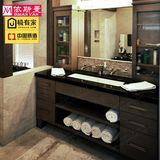 北欧式浴室柜橡木落地简约现代中式洗手台面池柜组合大理石卫浴柜
