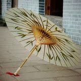 古代古典防雨防晒汉服古装雨伞 老式手工艺实用型真竹叶桐油纸伞