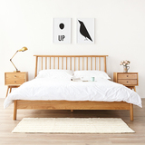 北欧日式MUJI创意风格卧室家具全纯实木床 1.5 1.8米双人床橡木床