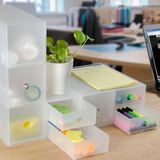 muji款办公室桌面抽屉式组合收纳柜书桌塑料文具盒透明首饰储物盒