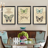 美式装饰画 蝴蝶餐厅走廊壁画玄关客厅现代挂画简约 书房沙发墙