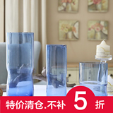 透明彩色直身玻璃花瓶[色透] 简约现代家居客厅摆设时尚花器 摆设