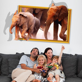 3D立体墙贴纸客厅电视沙发背景墙壁装饰贴画大象动物世界贴纸