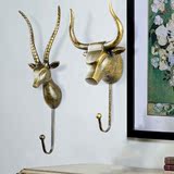 欧式创意家居鹿头墙壁装饰挂钩洗漱间卧室门后衣帽钩单个复古动物