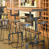 美式吧台桌实木铁艺复古水吧台酒吧台凳客餐厅小吧台椅长吧桌定做