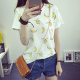 16年夏季韩版香蕉图案圆领短袖t恤女装夏女短袖宽松休闲半袖女T恤