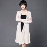 针织开衫2016女士中长款韩版长袖宽松纯色时尚薄款单件披肩外套潮