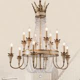 地中海水晶吊灯简欧宜家创意美式铁艺吊灯饰客厅餐厅蜡烛灯具卧室