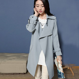韩国代购2015秋装韩版收腰长袖修身显瘦薄款中长款女式风衣外套