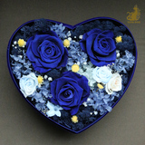 包邮蓝色玫瑰永生花送老婆送爱人生日礼物日本进口花盒爱心礼