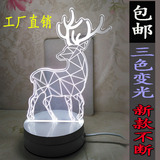 三维立体3D台灯麋鹿生日礼物3D起夜灯插头喂奶led小夜灯床头 工厂