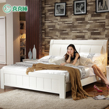 喜喜睡 主卧室中式实木床1.8米双人1.5m储物高箱床白色简约婚床