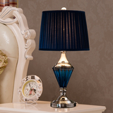 简欧式蓝色玻璃台灯卧室床头灯 地中海现代简约美式创意温馨客厅