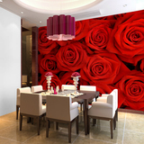 维雅斯大型壁画无缝无纺布墙纸卧室客厅壁纸浪漫韩式花朵红色玫瑰
