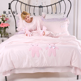 淑女屋儿童床品床上用品1.5m纯棉六件套床单被套全棉公主风卡通