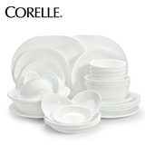 正品美国康宁餐具corelle 纯白色36件组瓷碗陶瓷骨瓷餐具套装