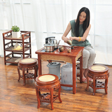 仿古实木茶桌椅组合现代中式功夫茶几茶台茶艺桌泡茶桌藤编小方桌