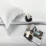 提花床单60S白色勾花贡缎客房酒店专用加厚床单高密可定做批发