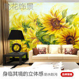 田园风景油画向日葵大型壁画客厅沙发3d立体电视背景墙纸无缝壁纸