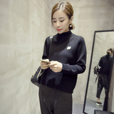 2015冬季新款纯色笑脸半高领针织毛衣女韩国显瘦短款套头打底毛衣