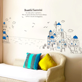 卧室客厅墙面墙壁装饰圣托里尼灯塔自粘墙贴纸贴画欧式地中海风格