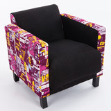 欧式单人沙发 布艺涂鸦拼色个性创意双人皮小户型组合卧室 沙发椅