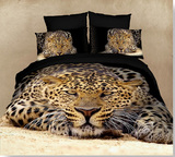 家纺四件套3D全棉纯棉油画床上用品猎豹子老虎群狼狮子被套床单春