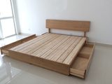 简约现代日式全实木床北欧宜家橡木抽屉高箱储物床双人床全屋定制