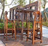 高脚凳 吧台凳 吧台椅 厂家直销实木碳化酒吧桌椅 酒吧椅 酒吧凳