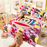 夏新款纯棉猴子被套儿童卡通猴床单被罩1.5米床品全棉四件套床笠