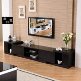 电视柜伸缩现代简约 钢化玻璃客厅电视机柜茶几组合 黑色地柜新款
