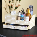 皮质纸巾盒抽纸 创意欧式桌面化妆品收纳盒护肤品置物架韩国大号