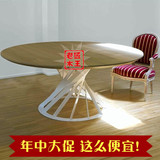 北欧宜家餐桌现代简约实木小户型圆形餐桌复古铁艺饭桌咖啡桌创意