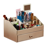 创意多功能皮革化妆盒 首饰储物盒 带镜子梳妆台化妆品收纳盒