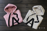 ANIKA童装15冬新款韩版女童中长款套头连帽加绒卫衣休闲字母卫衣
