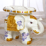 欧式客厅家居装饰工艺礼品大象换鞋凳子特大号招财白色大象摆件