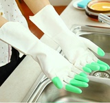 2双耐用乳胶橡胶家务手套薄款刷洗碗洗衣服胶皮清洁手套  特价