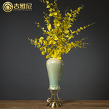 欧式铁艺高温陶瓷古铜花瓶花器干花瓶花盆新古典新中式样板间摆件