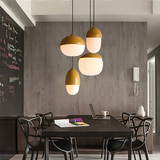 北欧宜家坚果吊灯现代简约奶茶店个性创意餐厅吧台灯三头玻璃吊灯