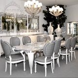 雅代罗欧式美式现代餐桌椅组合实木雕花小户型饭桌酒店会所洽谈桌