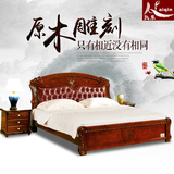 实木床 美式乡村 简约现代床 双人床 橡木床 1.8米  K832-3
