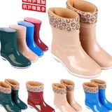 雨鞋女士秋冬套鞋中筒时尚加绒保暖雨靴防滑水鞋高筒成人水晶水靴